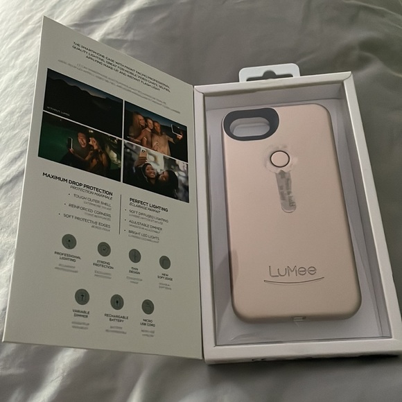 NEW - LuMee Two Selfie Phone Case, Gold Matte - Fits iPhone 6, 6s, 7, 8 - Picture 2 of 7